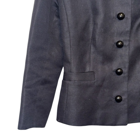 Ann Taylor Black Linen Blend Button-Front Blazer Sz 2 Crop Career Officecore - Picture 7 of 12